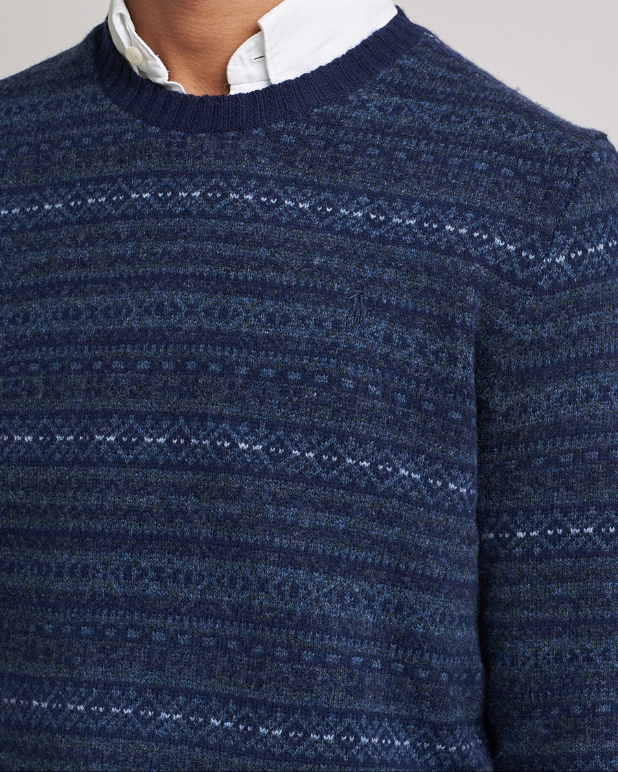 Herr | Tröjor | Polo Ralph Lauren | Wool/Cashmere Fairisle Knitted Sweater Navy