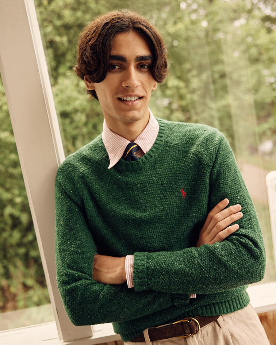Herr | Tröjor | Polo Ralph Lauren | Wool Donegal Knitted Sweater Forest Green