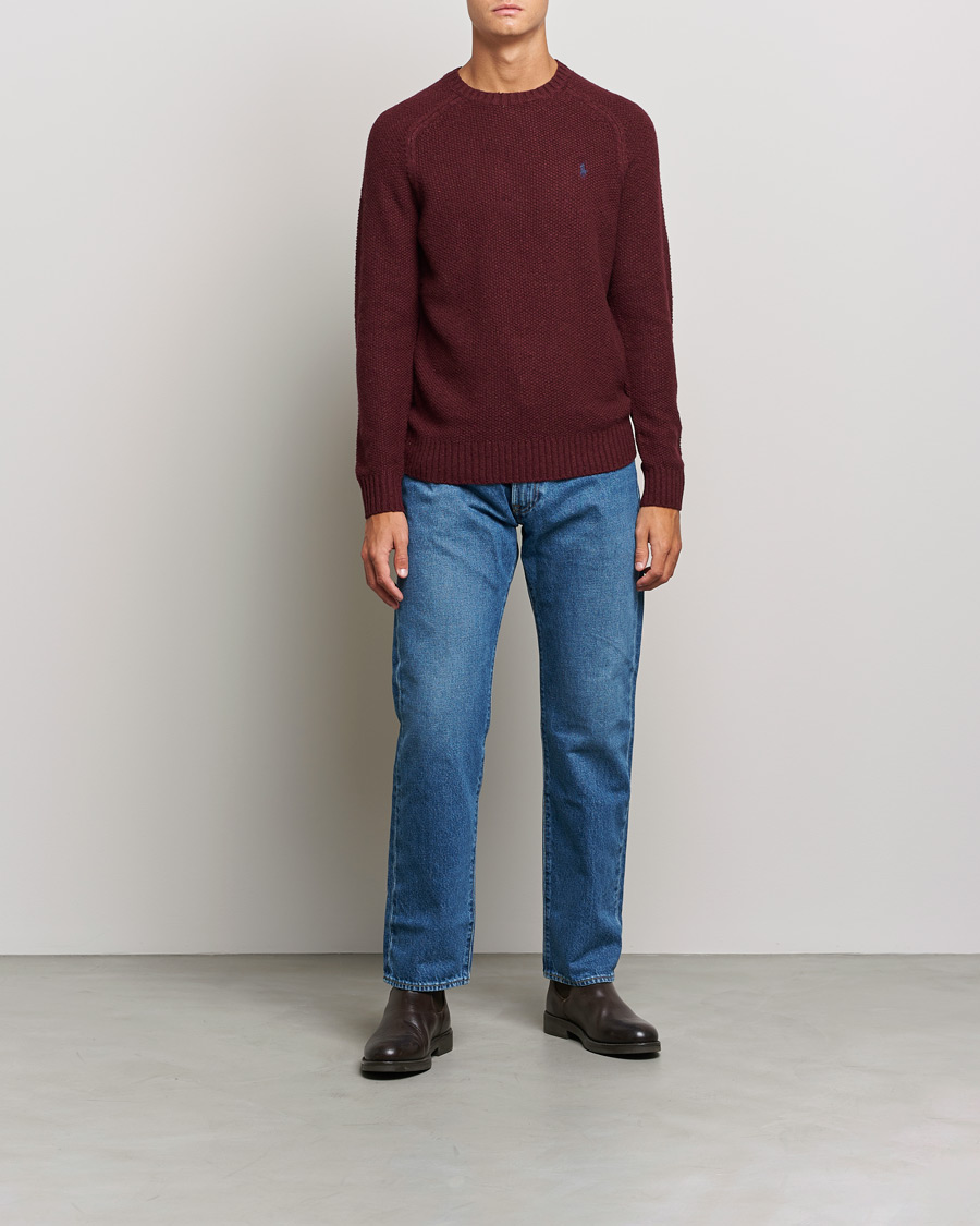 Herr | Tröjor | Polo Ralph Lauren | Wool Donegal Knitted Sweater Burgundy