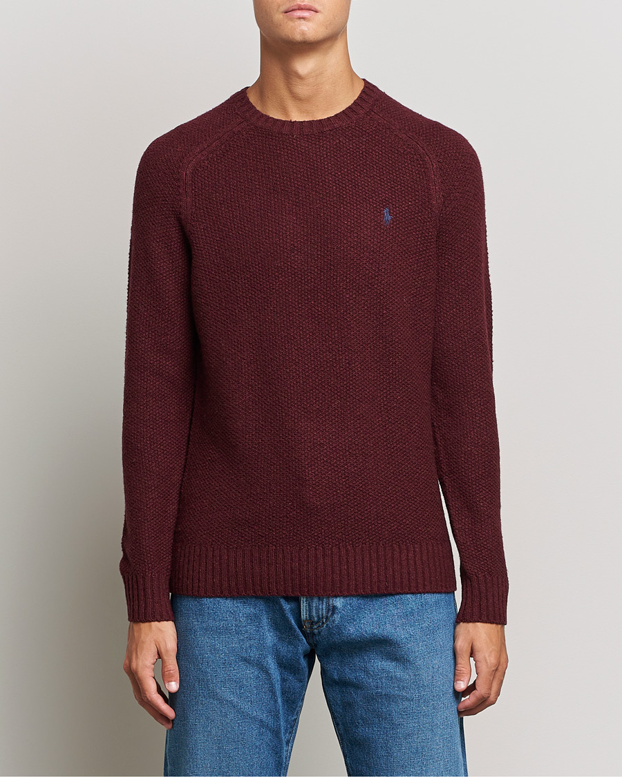 Herr | Tröjor | Polo Ralph Lauren | Wool Donegal Knitted Sweater Burgundy