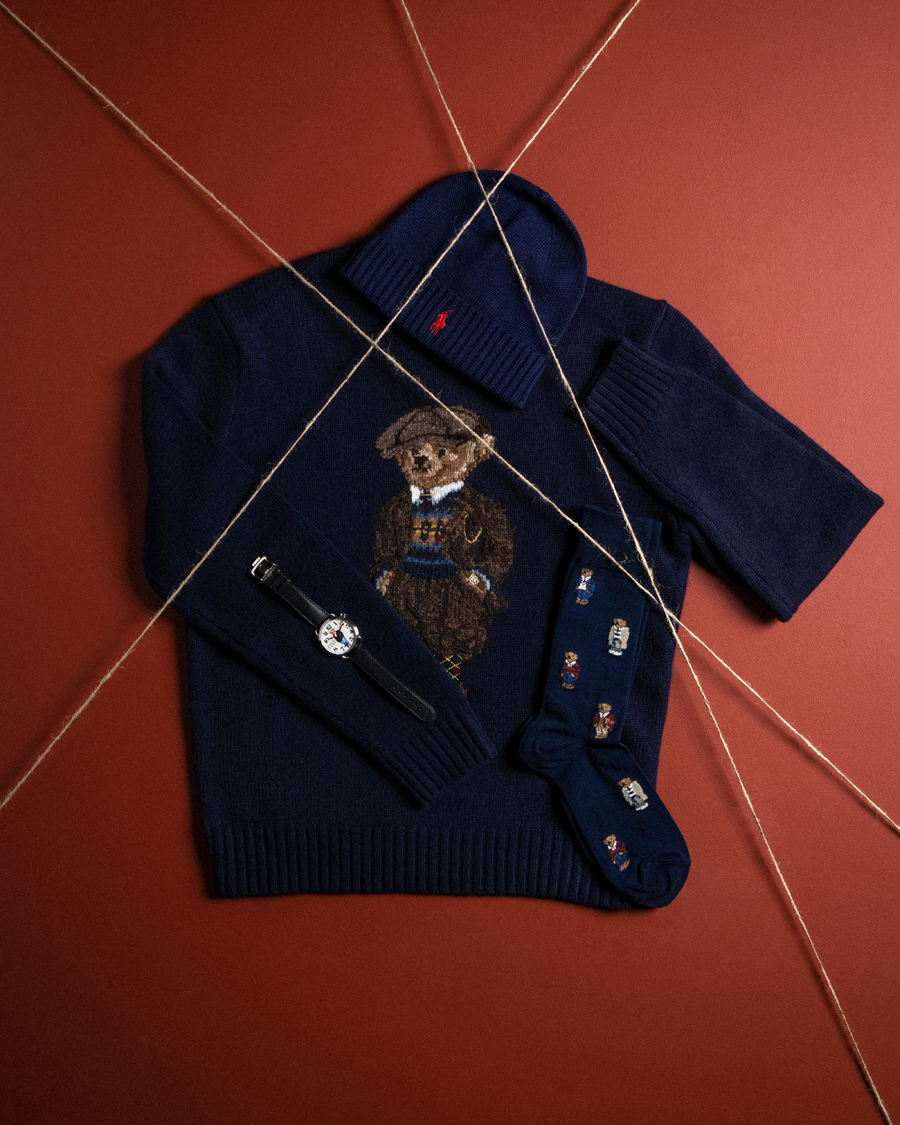 Herr | Tröjor | Polo Ralph Lauren | Wool Heritage Bear Knitted Sweater Navy