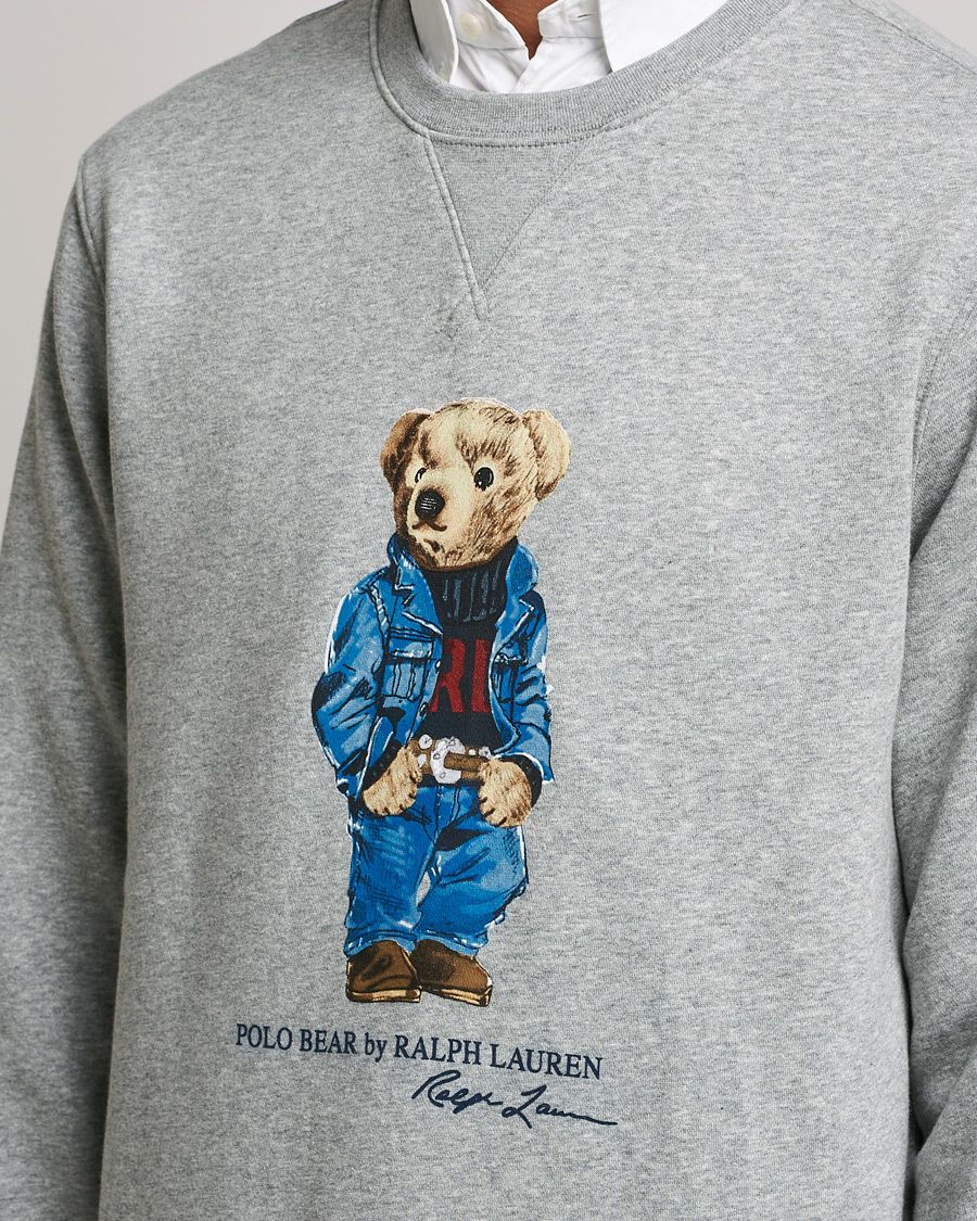Herr | Tröjor | Polo Ralph Lauren | Printed Denim Bear Sweatshirt Andover Heather