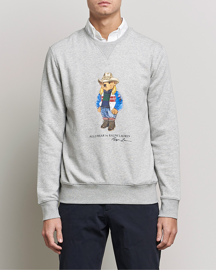 Herr | Grå Sweatshirts | Polo Ralph Lauren | Printed Denim Bear Sweatshirt Andover Heather