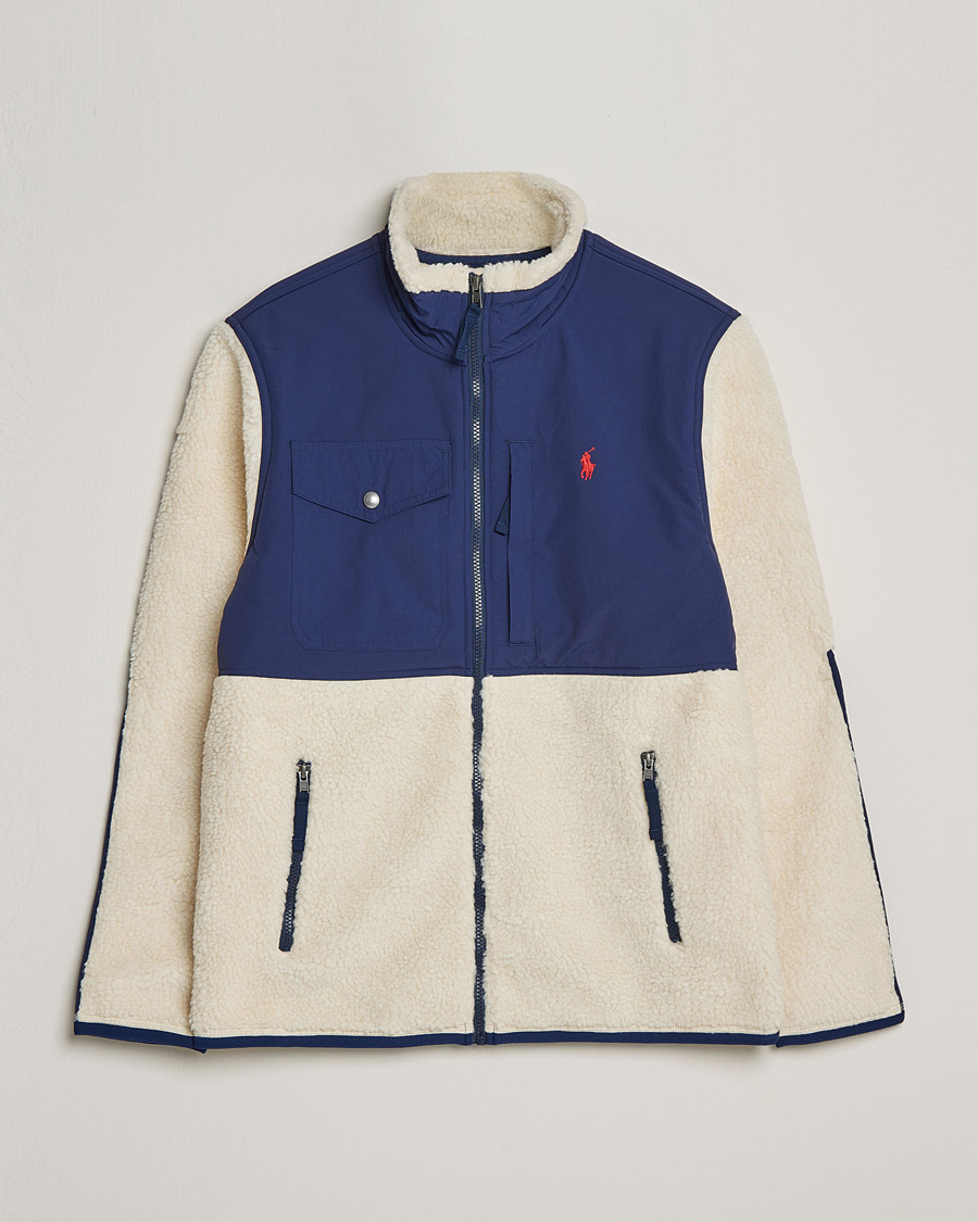 Herr | Tröjor | Polo Ralph Lauren | Bonded Sherpa Full Zip Sweater Creme/Navy