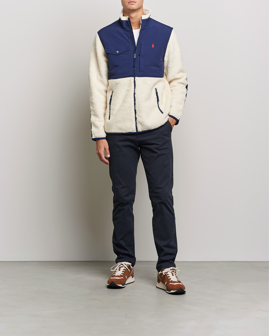 Herr | Tröjor | Polo Ralph Lauren | Bonded Sherpa Full Zip Sweater Creme/Navy