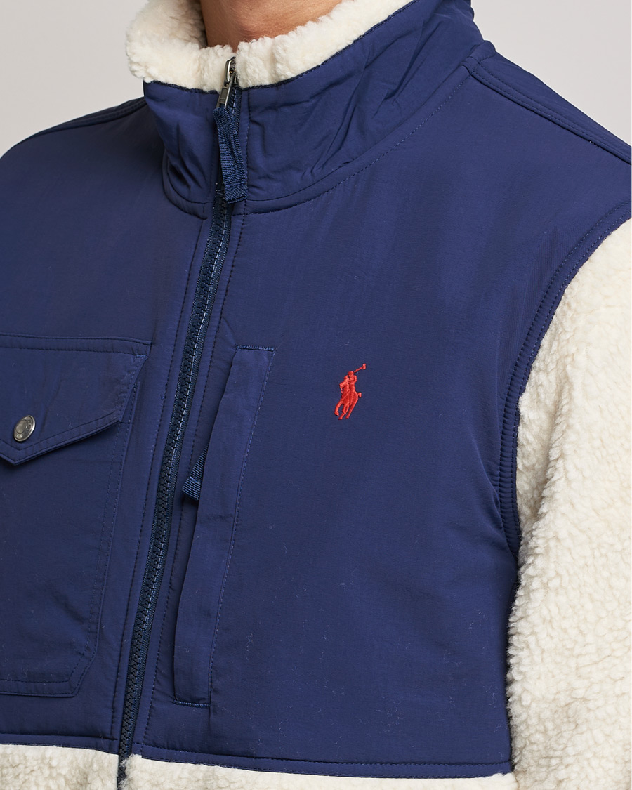 Herr | Tröjor | Polo Ralph Lauren | Bonded Sherpa Full Zip Sweater Creme/Navy
