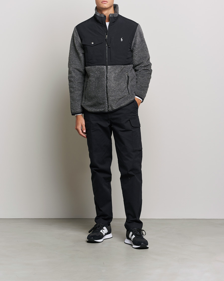 Herr | Tröjor | Polo Ralph Lauren | Bonded Sherpa Full Zip Sweater Charcoal/Black