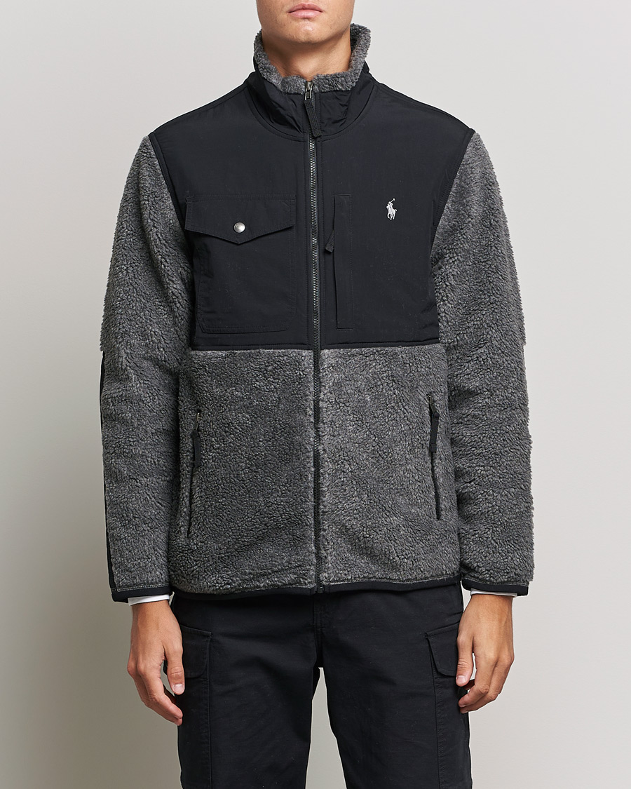 Herr | Tröjor | Polo Ralph Lauren | Bonded Sherpa Full Zip Sweater Charcoal/Black