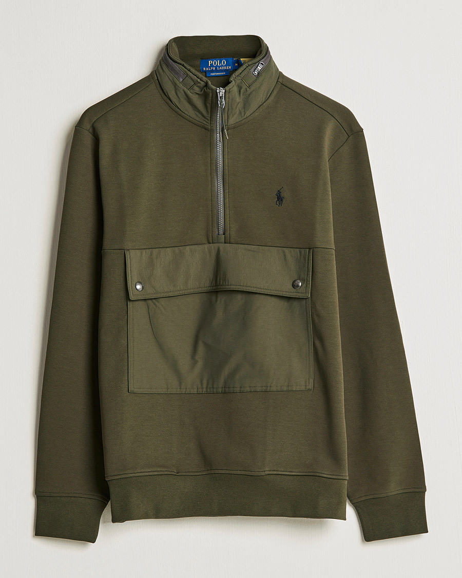 Herr | Tröjor | Polo Ralph Lauren | Double Knit Pocket Half Zip Sweater Company Olive