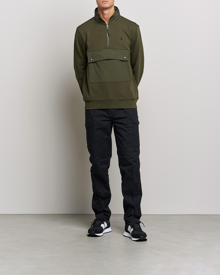 Herr | Tröjor | Polo Ralph Lauren | Double Knit Pocket Half Zip Sweater Company Olive