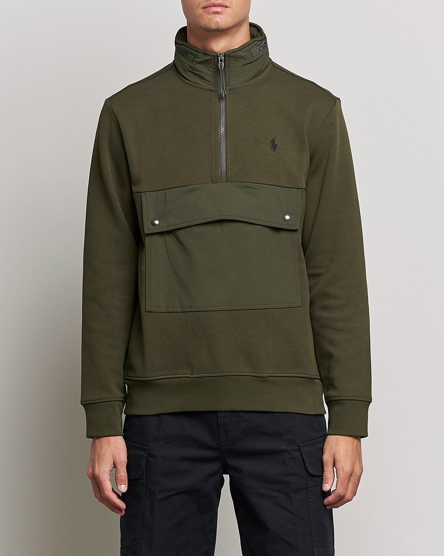 Herr | Tröjor | Polo Ralph Lauren | Double Knit Pocket Half Zip Sweater Company Olive