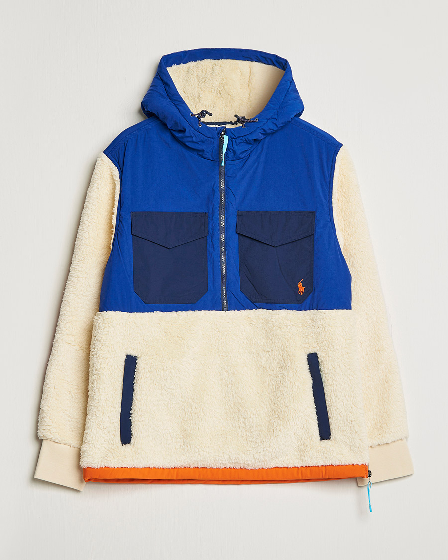 Herr | Tröjor | Polo Ralph Lauren | Curly Sherpa/Nylon Half Zip Hoodie Cream Multi