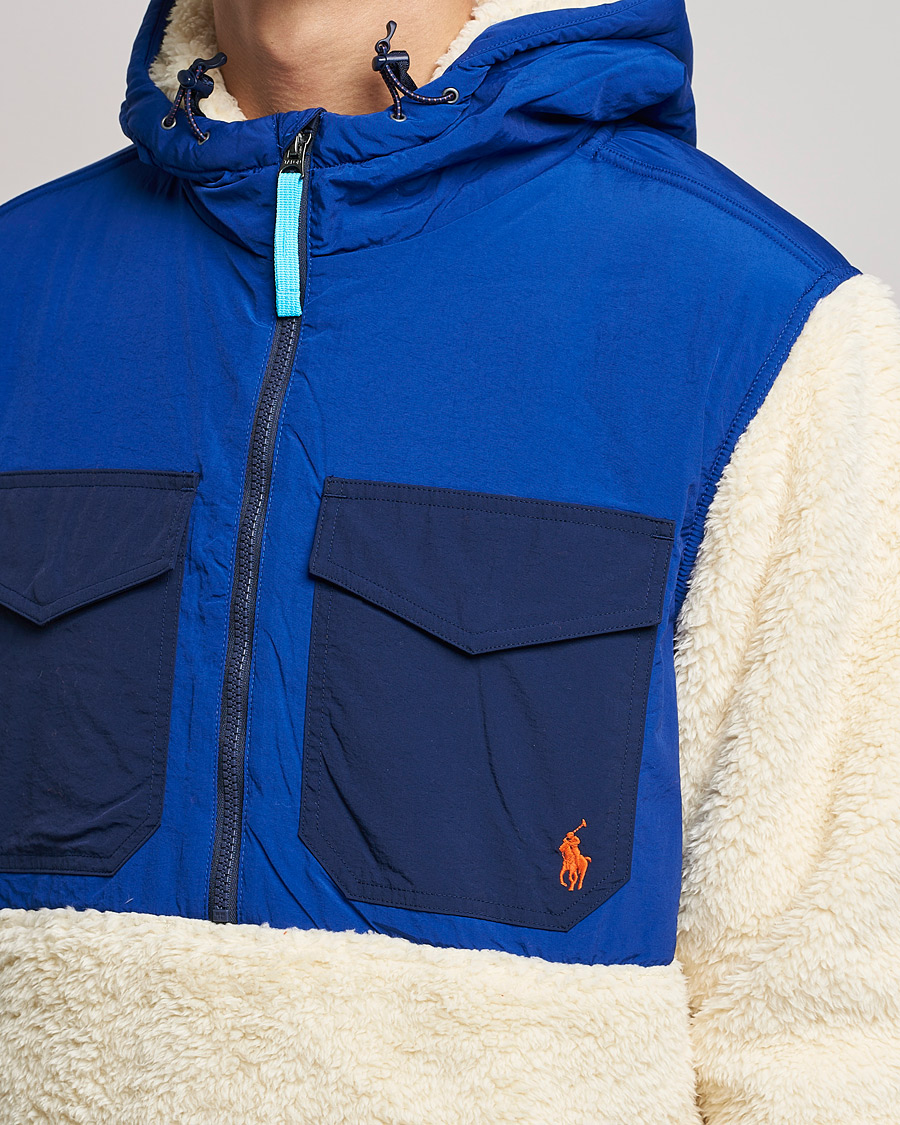 Herr | Tröjor | Polo Ralph Lauren | Curly Sherpa/Nylon Half Zip Hoodie Cream Multi