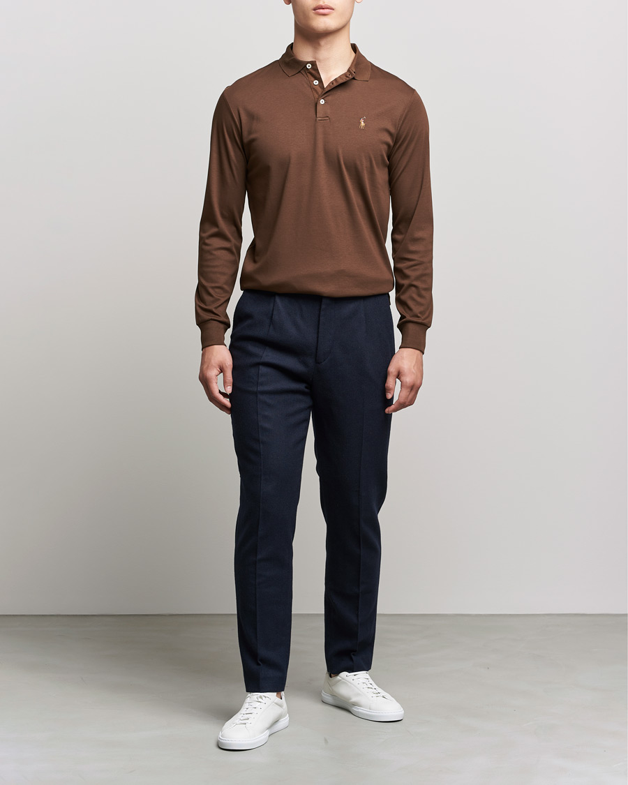 Herr | Tröjor | Polo Ralph Lauren | Luxury Pima Cotton Long Sleeve Polo American Brown