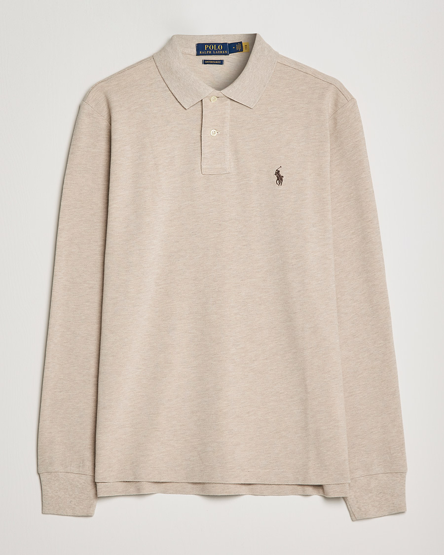 Herr | Tröjor | Polo Ralph Lauren | Custom Slim Fit Long Sleeve Polo Dune Heather