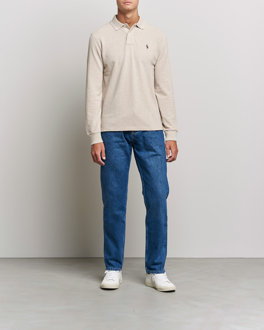 Herr | Tröjor | Polo Ralph Lauren | Custom Slim Fit Long Sleeve Polo Dune Heather