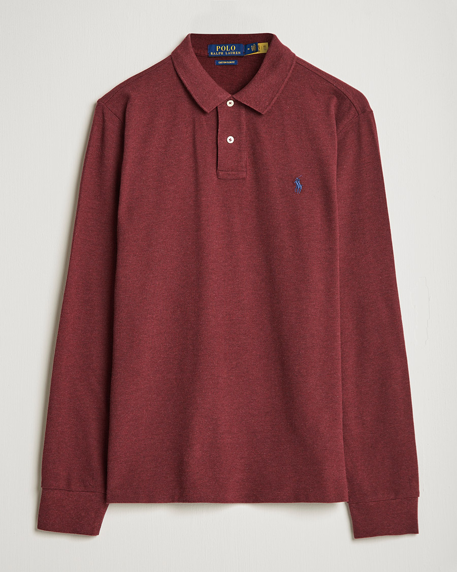 Herr | Tröjor | Polo Ralph Lauren | Custom Slim Fit Long Sleeve Polo Wine Heather