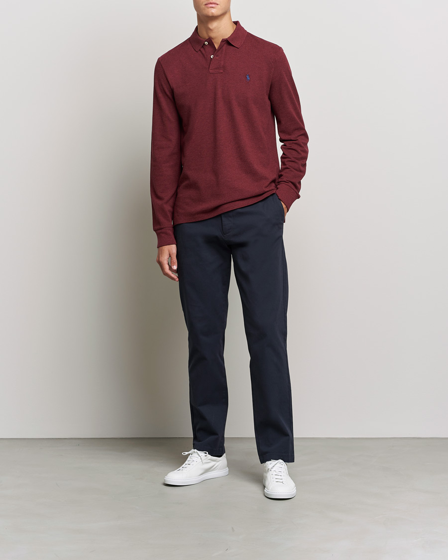 Herr | Tröjor | Polo Ralph Lauren | Custom Slim Fit Long Sleeve Polo Wine Heather