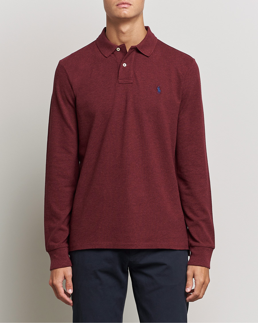 Herr | Tröjor | Polo Ralph Lauren | Custom Slim Fit Long Sleeve Polo Wine Heather