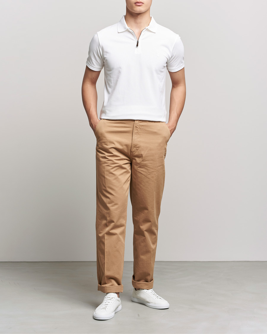 Herr | Pikéer | Polo Ralph Lauren | Custom Slim Fit Half Zip Polo White