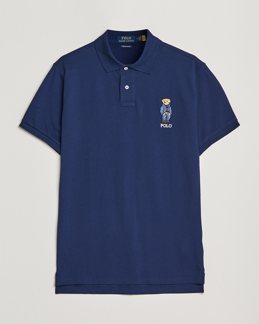 Herr | Pikéer | Polo Ralph Lauren | Custom Slim Fit Denim Bear Polo Newport Navy