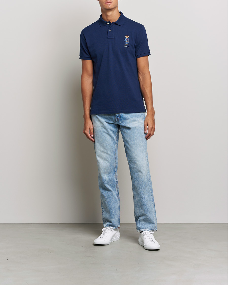 Herr | Pikéer | Polo Ralph Lauren | Custom Slim Fit Denim Bear Polo Newport Navy