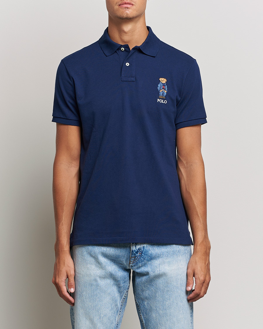 Herr | Pikéer | Polo Ralph Lauren | Custom Slim Fit Denim Bear Polo Newport Navy