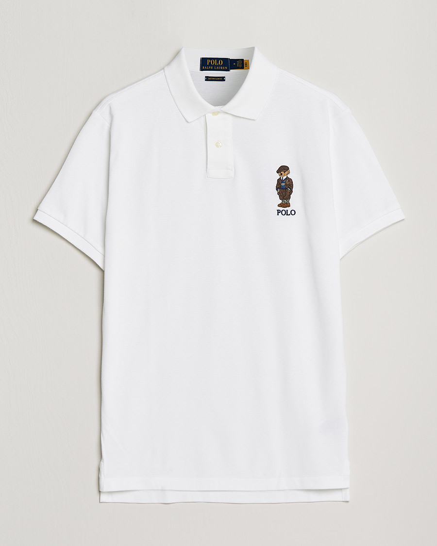Herr | Pikéer | Polo Ralph Lauren | Custom Slim Fit Denim Bear Polo White