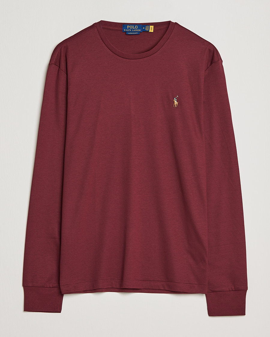 Herr | T-Shirts | Polo Ralph Lauren | Luxury Pima Cotton Long Sleeve Tee Classic Wine