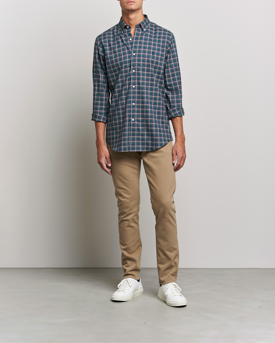Herr | Skjortor | Polo Ralph Lauren | Custom Fit Twill Checked Shirt Green/Cream
