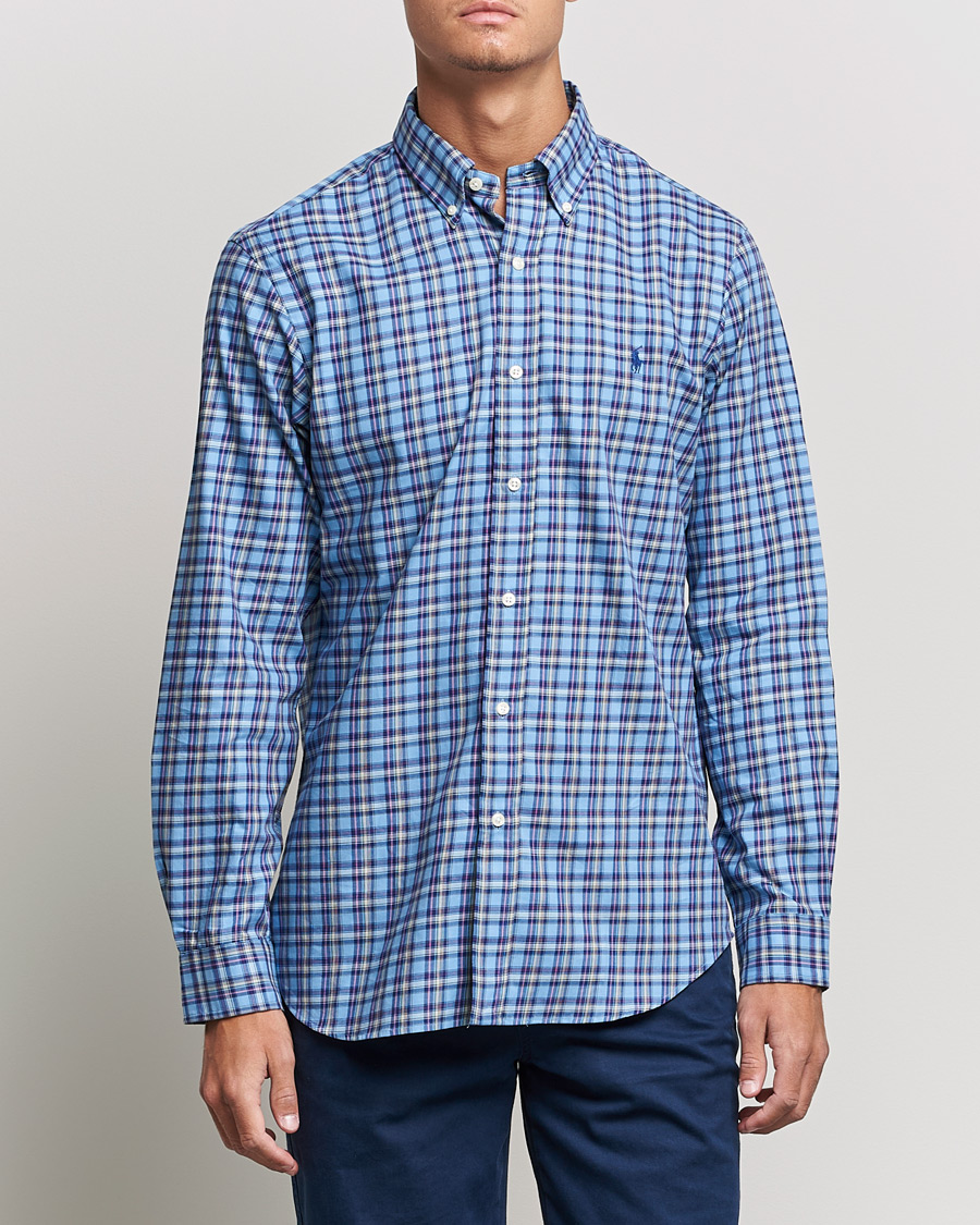 Herr |  | Polo Ralph Lauren | Custom Fit Twill Checked Shirt Blue