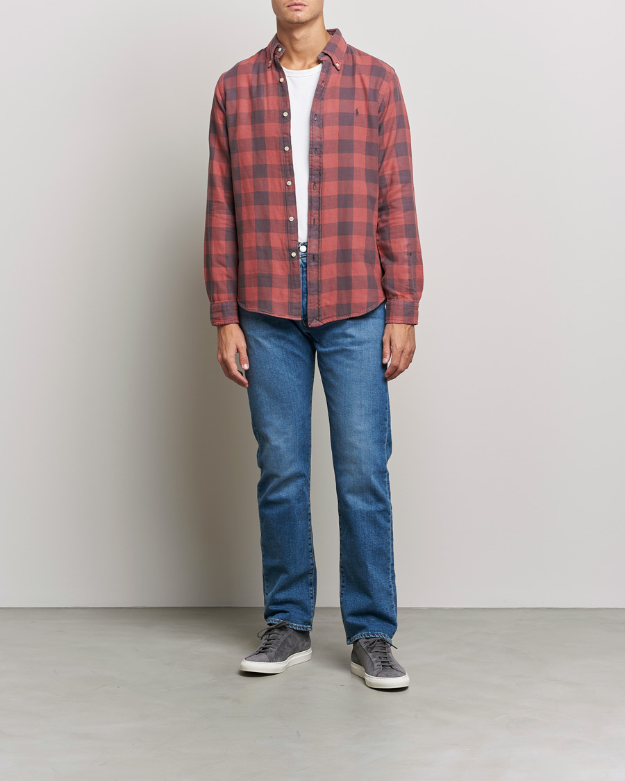 Herr | Skjortor | Polo Ralph Lauren | Custom Fit Double Faced Checked Shirt Red/Black