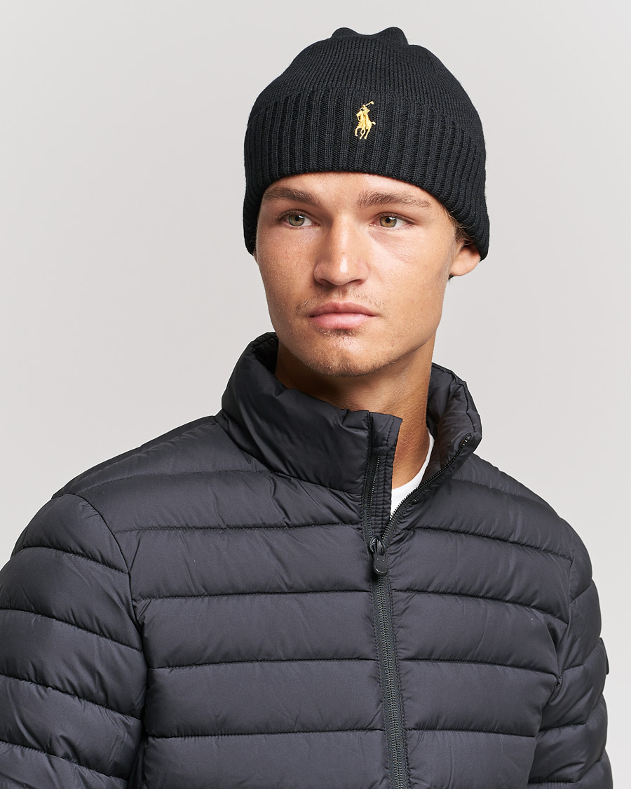 Herr | Mössor | Polo Ralph Lauren | Merino Beanie Polo Black/Gold