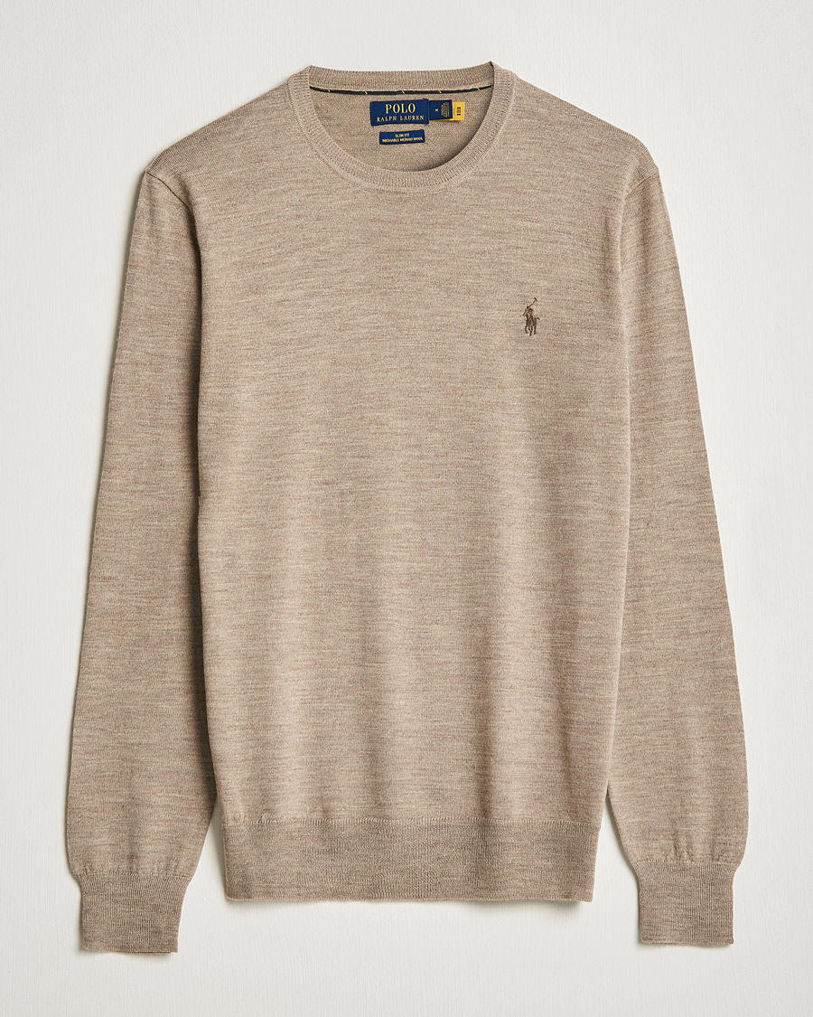 Herr | Tröjor | Polo Ralph Lauren | Merino Crew Neck Pullover Light Walnut Heather
