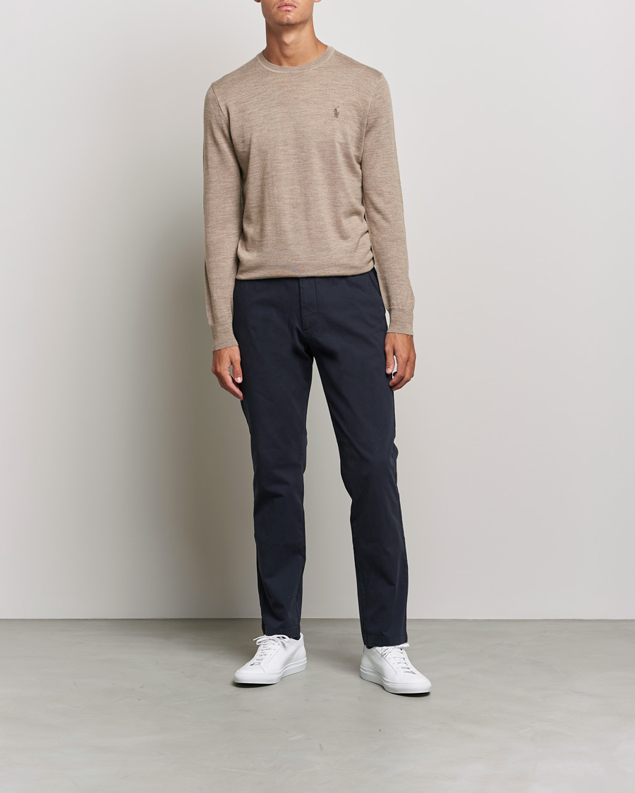 Herr | Tröjor | Polo Ralph Lauren | Merino Crew Neck Pullover Light Walnut Heather