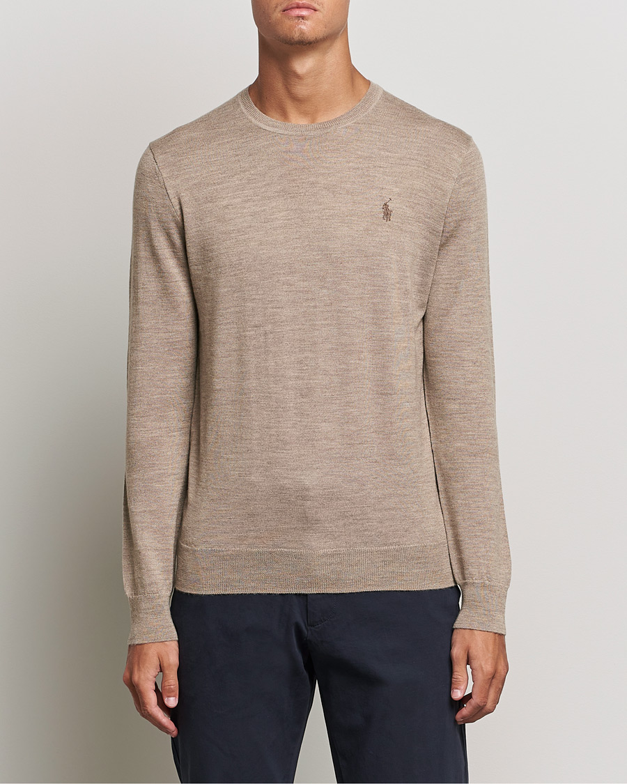 Herr | Tröjor | Polo Ralph Lauren | Merino Crew Neck Pullover Light Walnut Heather