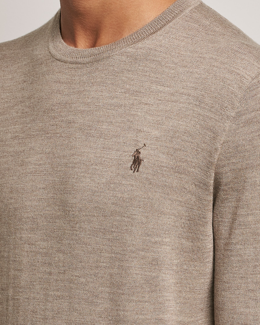 Herr | Tröjor | Polo Ralph Lauren | Merino Crew Neck Pullover Light Walnut Heather