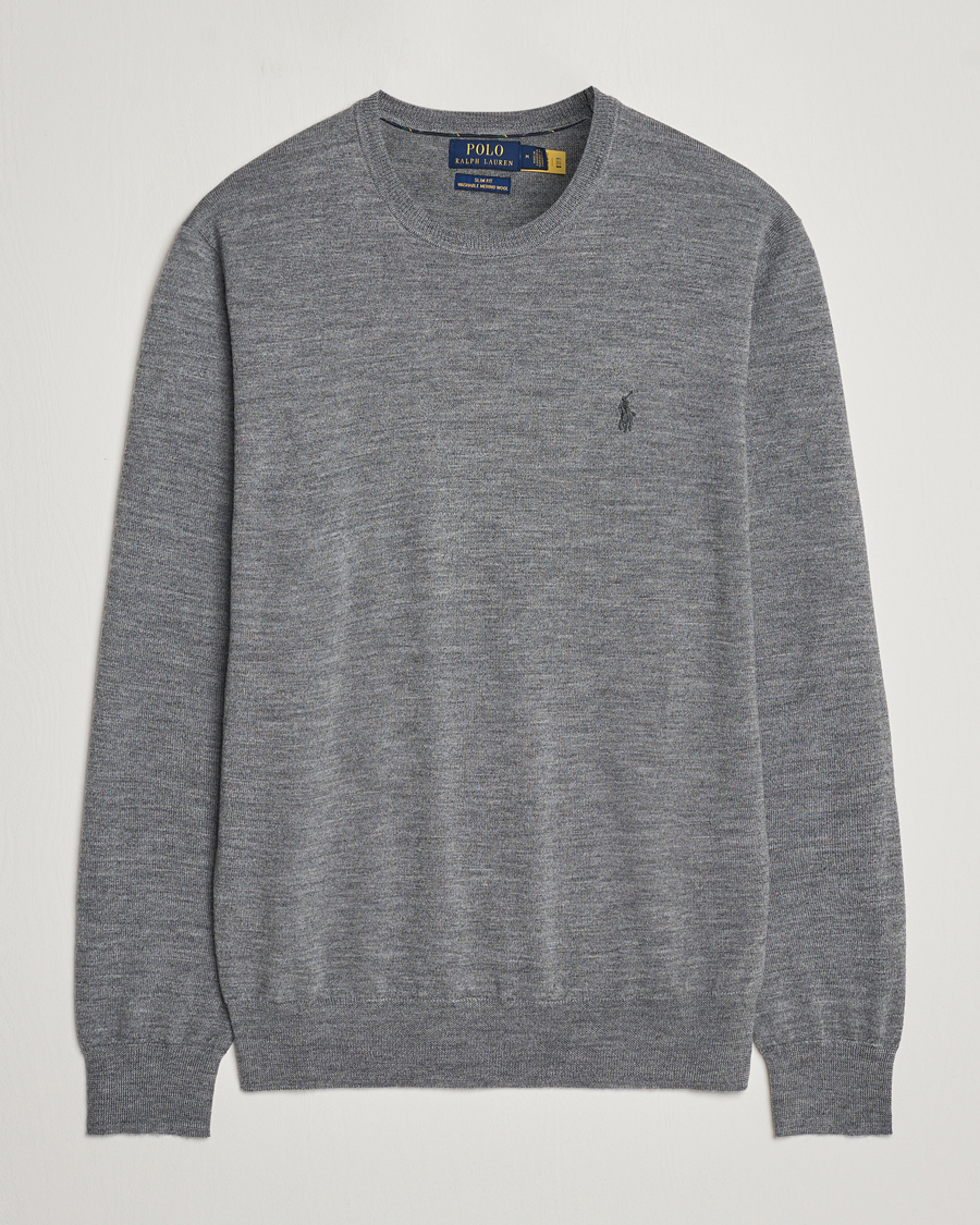 Herr | Tröjor | Polo Ralph Lauren | Merino Crew Neck Pullover Fawn Grey Heather