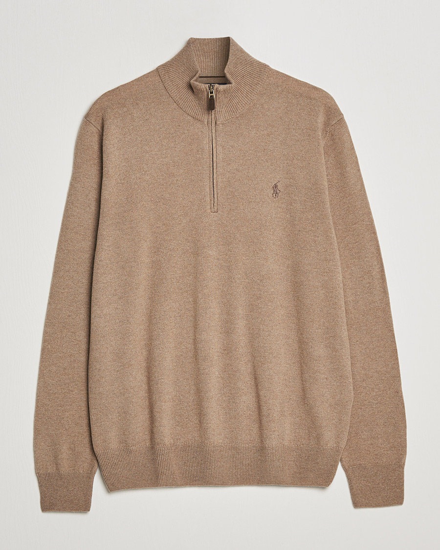 Herr | Tröjor | Polo Ralph Lauren | Merino Half Zip Sweater Honey Brown Heather
