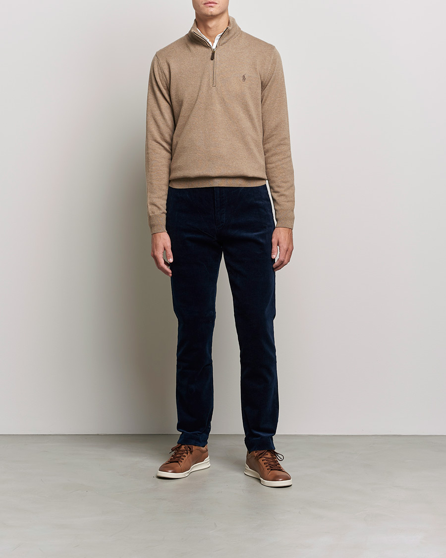 Herr | Tröjor | Polo Ralph Lauren | Merino Half Zip Sweater Honey Brown Heather