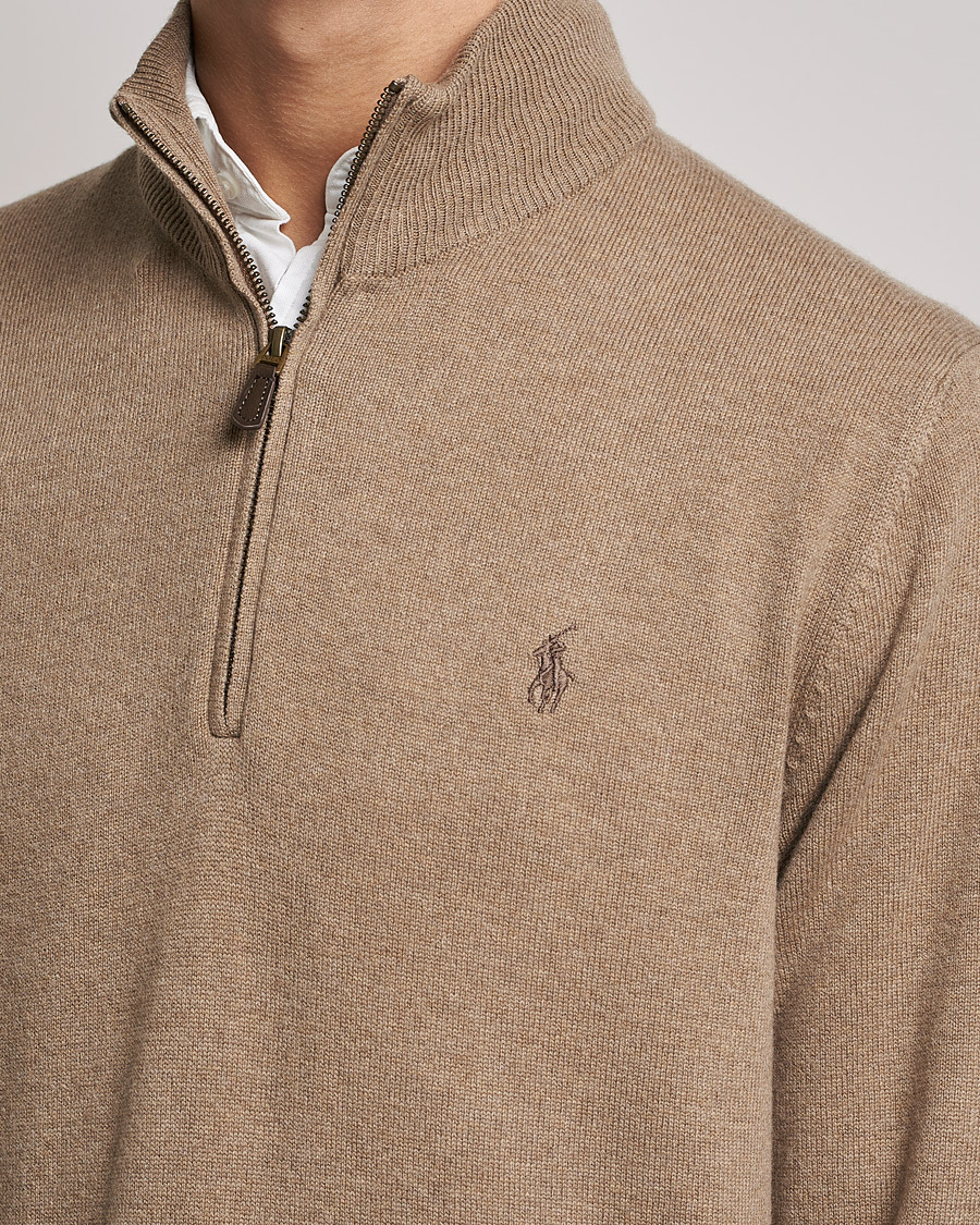 Herr | Tröjor | Polo Ralph Lauren | Merino Half Zip Sweater Honey Brown Heather