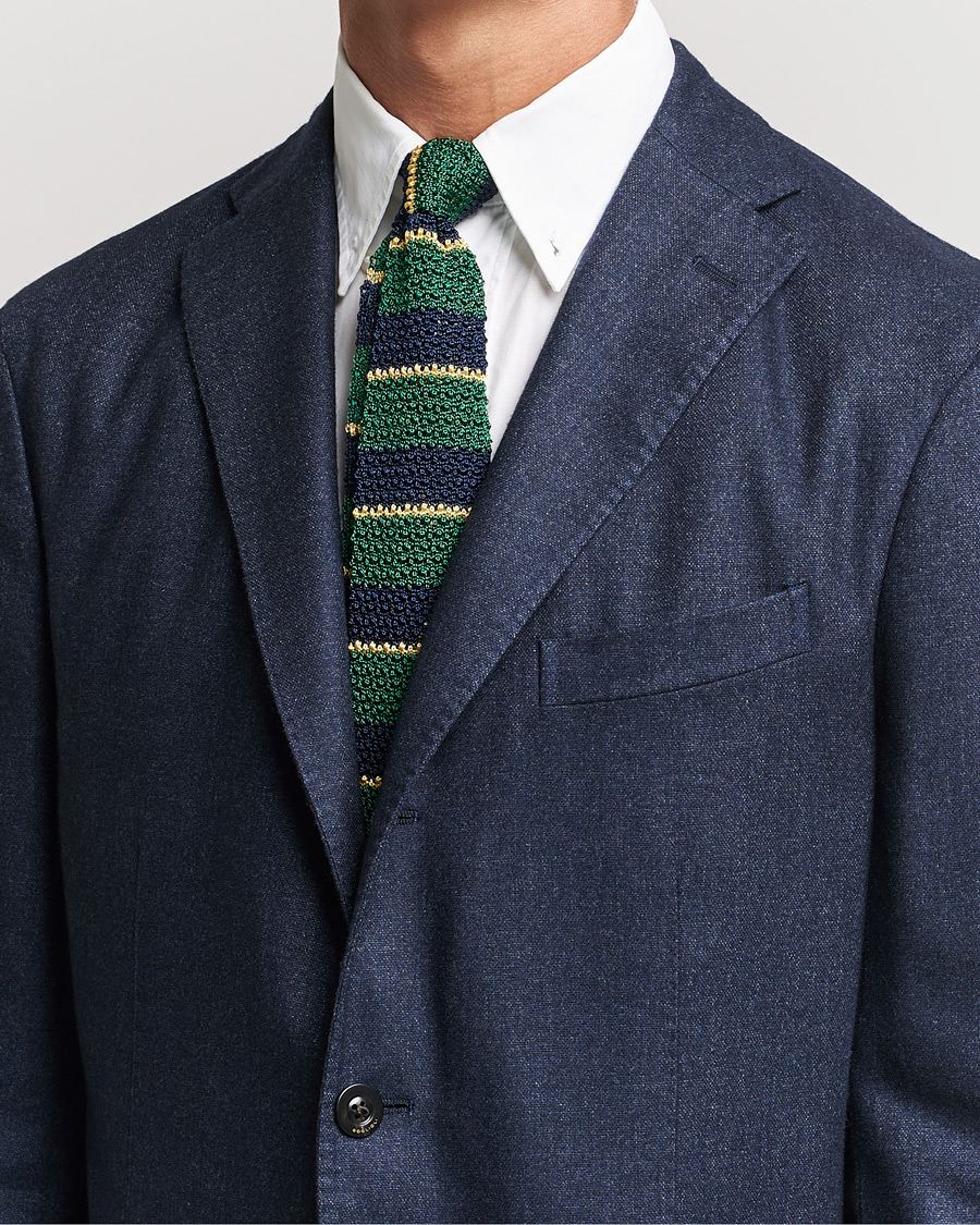 Herr | Kavaj | Polo Ralph Lauren | Knitted Striped Tie Green/Navy/Gold