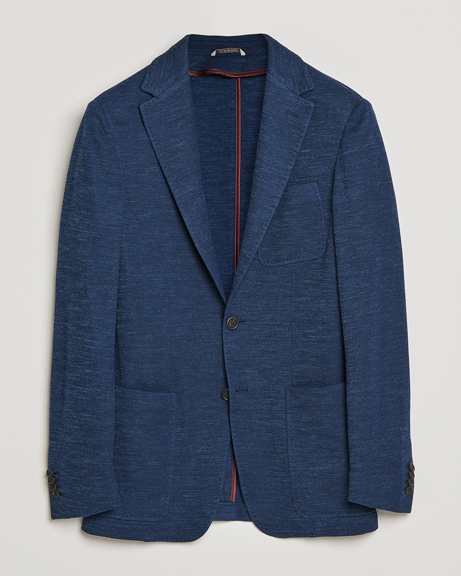 Herr | Kavajer | Canali | Structured Wool Jersey Jacket Dark Blue