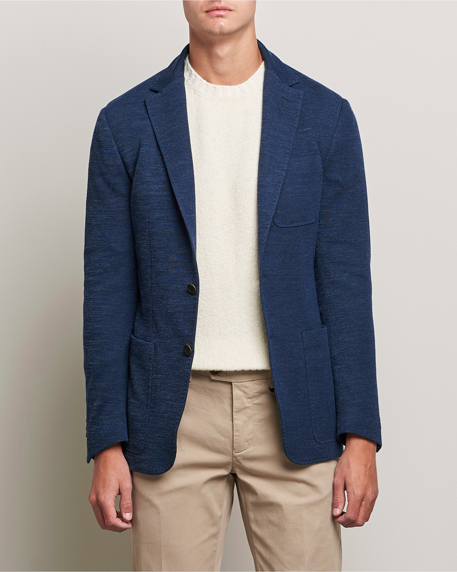 Herr | Kavajer | Canali | Structured Wool Jersey Jacket Dark Blue