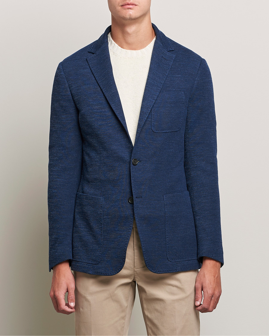 Herr | Kavajer | Canali | Structured Wool Jersey Jacket Dark Blue