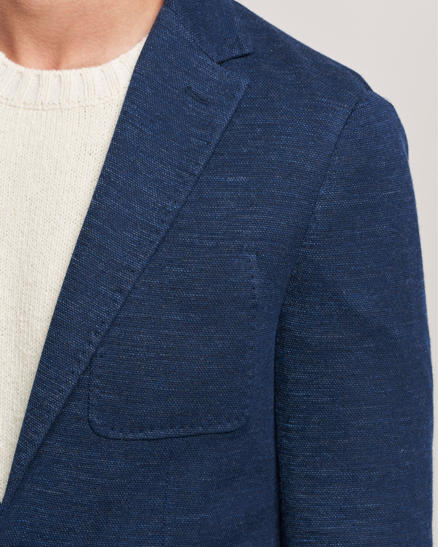 Herr | Kavajer | Canali | Structured Wool Jersey Jacket Dark Blue