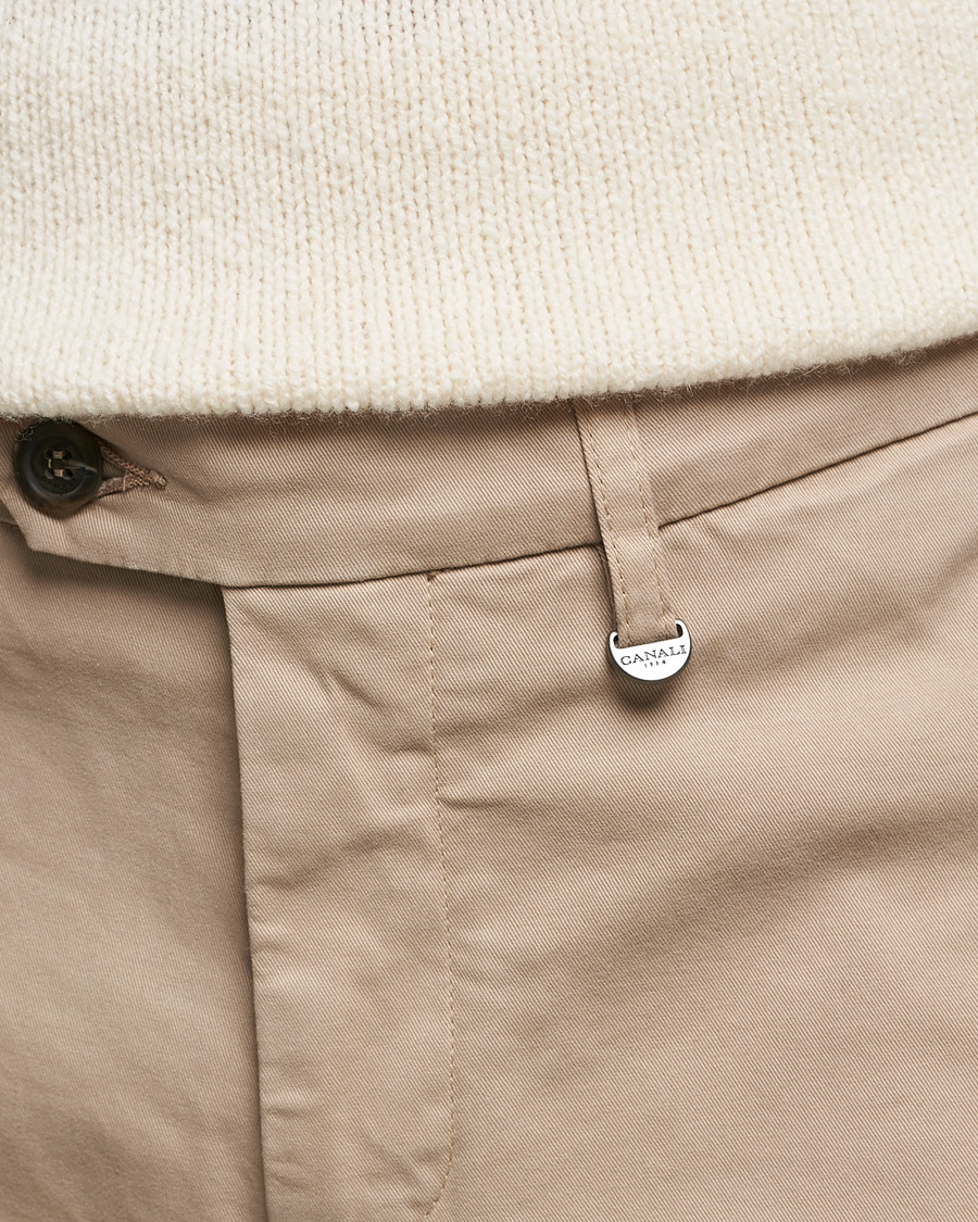 Herr | Byxor | Canali | Slim Fit Twill Cotton Chinos Beige