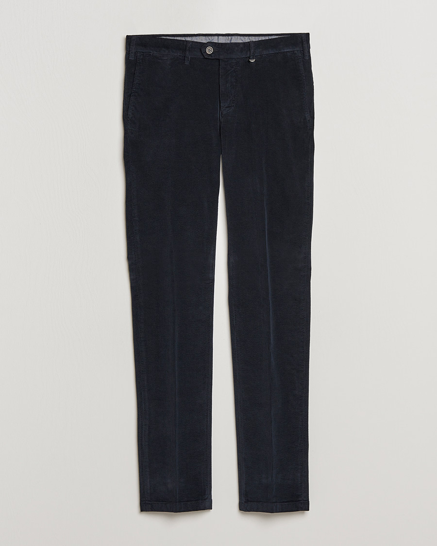 Herr | Byxor | Canali | Slim Fit Corduroy Trousers Navy