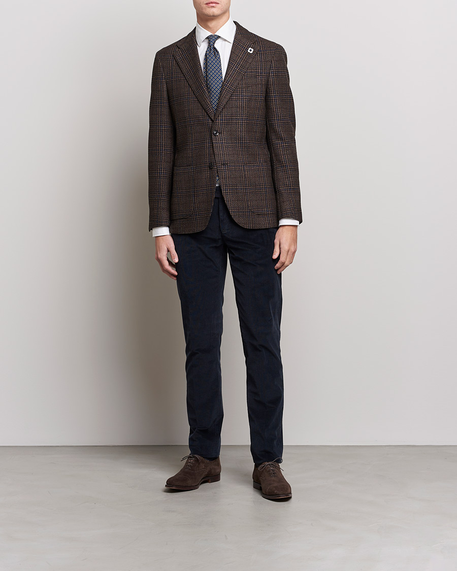 Herr | Byxor | Canali | Slim Fit Corduroy Trousers Navy
