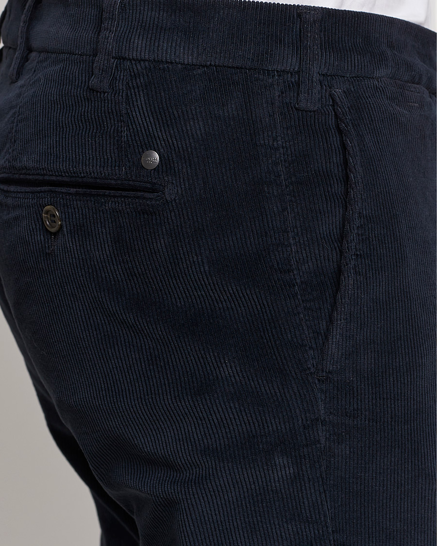 Herr | Byxor | Canali | Slim Fit Corduroy Trousers Navy
